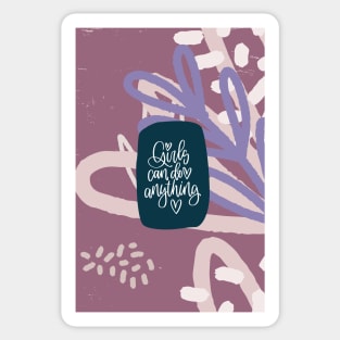 Abstract floral art with woman power quote Sticker